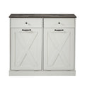 Wf003 Tc2 7034K Double Door Trash Can Tilt Trash Cabinet Kitchen Trash Can White White Solid Wood