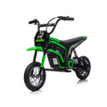 24V14Ah Kids Ride On 24V Electric Toy Motocross Motorcycle Dirt Bike Xxl Large,Speeds Up To 14.29Mph,Dual Suspension, Hand Operated Dual Brakes, Twist Grip Throttle, Authentic Motocross Bike Geometry Green Polypropylene