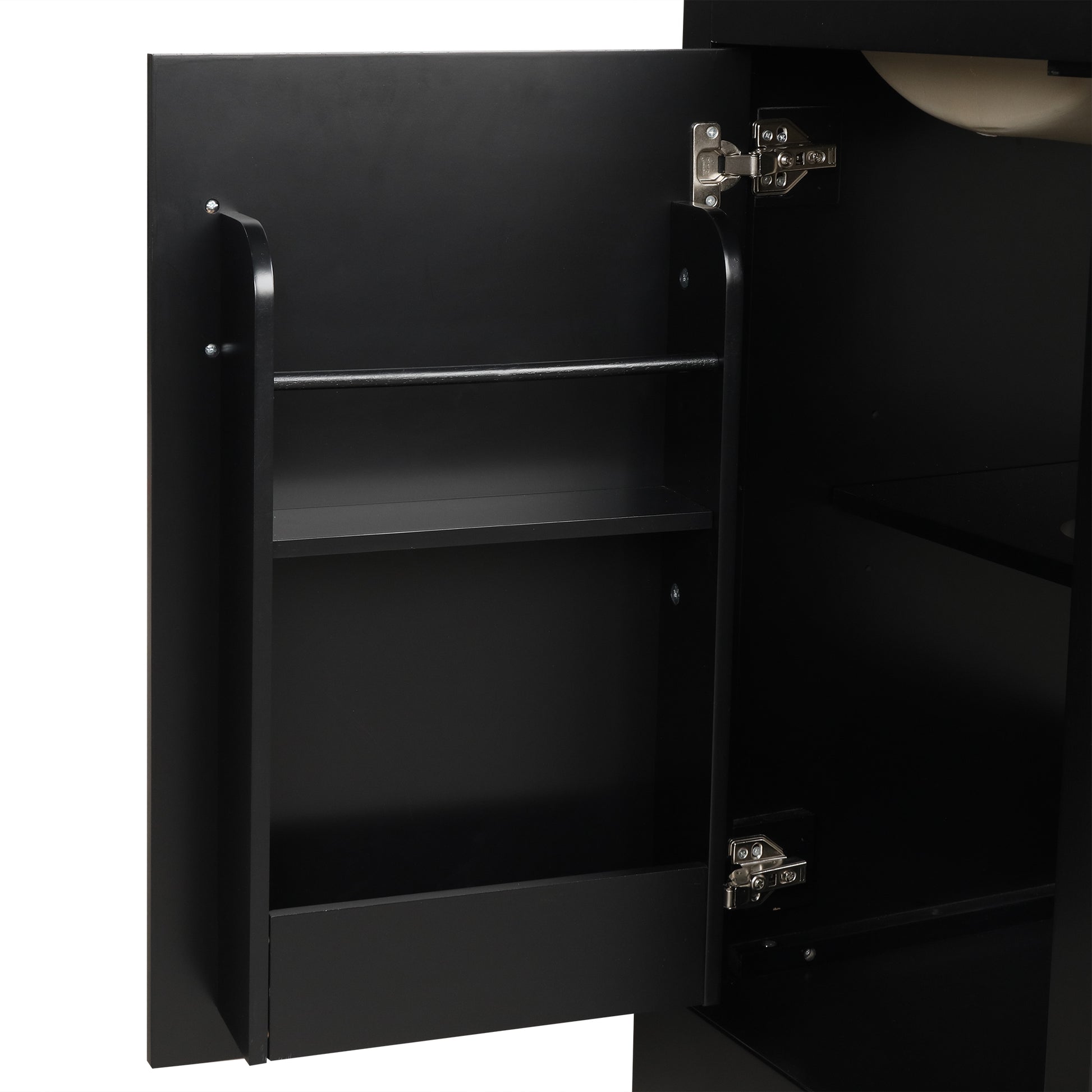 20" Bathroom Vanity With Sink, Bathroom Cabinet With Soft Closing Door, Storage Rack And Adjustable Shelve, Black Black Mdf