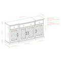 Classic Fretwork Detailed Glass Door Sideboard Black Black Mdf