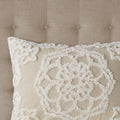 Tufted Cotton Chenille Medallion Fringe Coverlet Mini Set Taupe King Cal King King Taupe Cotton