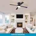 48'' Fandelier Ceiling Fans With Lights And Remote, Low Profile Ceiling Fan Flush Mount & Hang, 3000K 6500K Dimmable Led Fan Light, White Modern Ceiling Fans With Lights For Bedroom Matte Black Ceiling Fans 2700K 3000K Warm White Under 1000Lm American