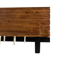 Mid Century Modern Solid Wood Bed Frame King Size Platform Bed With Six Piece Headboard Design, No Box Spring Needed, Brown King Brown Pine