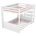 Wood Full Size Convertible Bunk Bed With Storage Staircase, Bedside Table, And 3 Drawers, White White Solid Wood Mdf