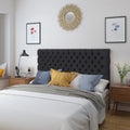 Bierman Headboard Queen Charcoal Grey Fabric