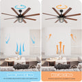 Modern 66 Inch Ceiling Fan With 6 Speed Wind 8 Blades Remote Control Reversible Dc Motor With Light Black Plywood