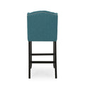 Vienna Contemporary Fabric Tufted Wingback 31 Inch Counter Stools, Set Of 2, Teal And Dark Brown Teal Fabric