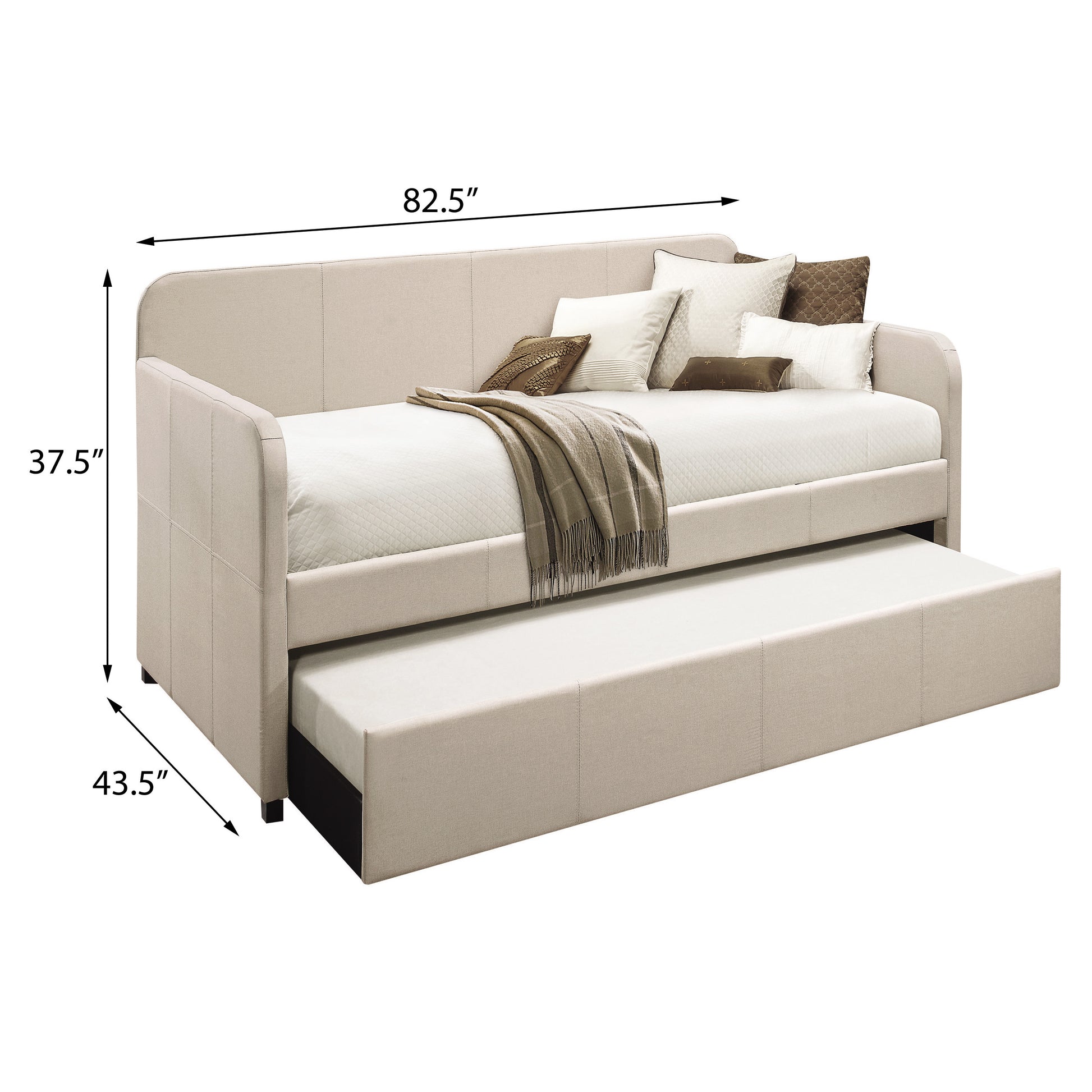 Fog Twin Upholstered Daybed With Trundle Box Spring Not Required Twin Fog Traditional Wood Fabric