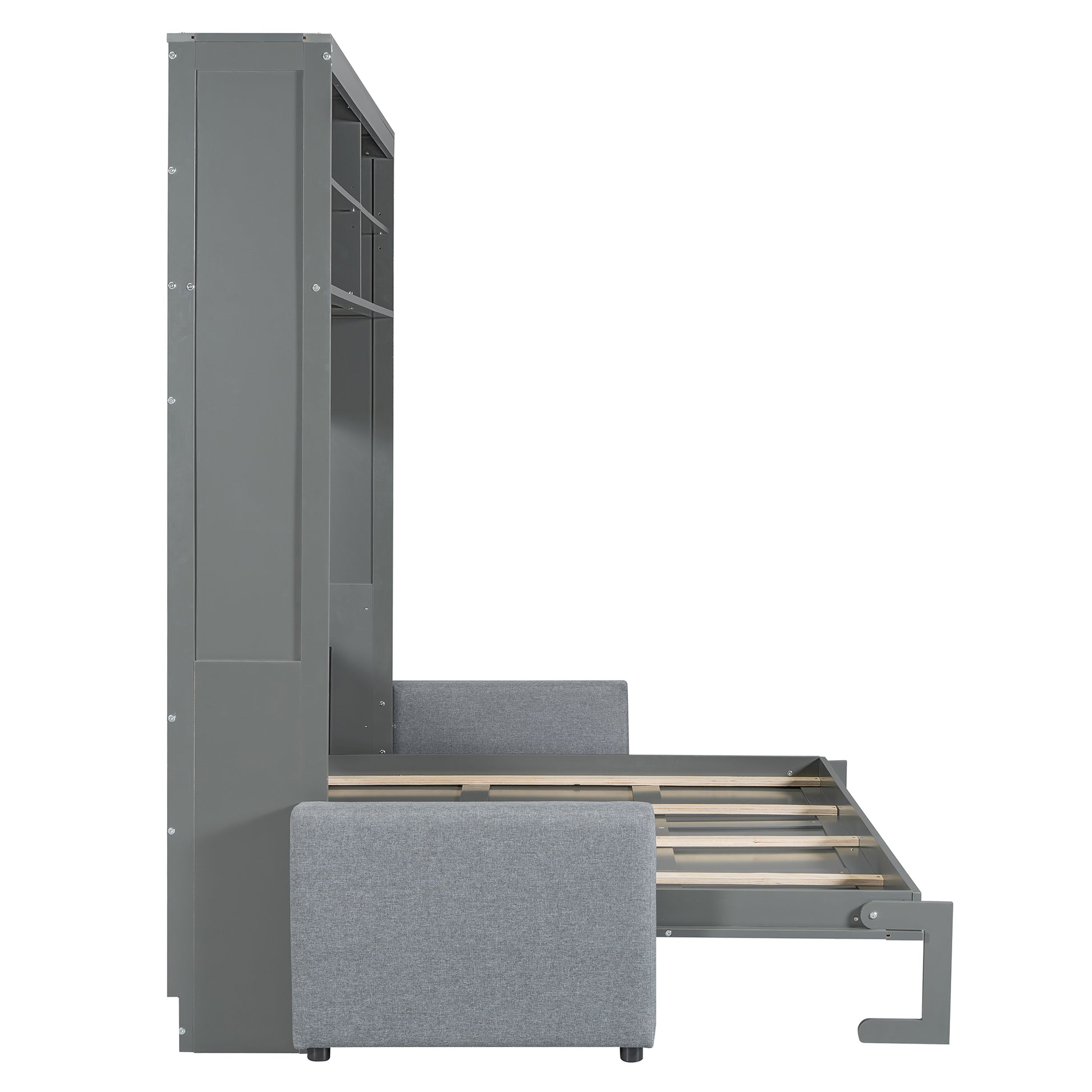 Queen Size Murphy Bed Wall Bed With Sofa,Gray Queen Gray Mdf Lvl