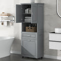 Tall Bathroom Cabinet With Laundry Basket, Large Storage Space Tilt Out Laundry Hamper And Upper Storage Cabinet, Grey Grey Mdf