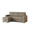 85 Inches Corduroy Sofa Bed, 3 Seater Sleeper Sofa With Storage Chaise, Square Handrail With Two Cup Holder And Usb Charge Port, Pull Out Couch For Living Room Brown Corduroy 3 Seat