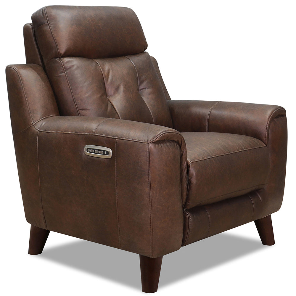 Torino Power Headrest, Lumbar, Zero Gravity Waxy Pull Up Leather Recliner Brown Memory Foam Genuine Leather