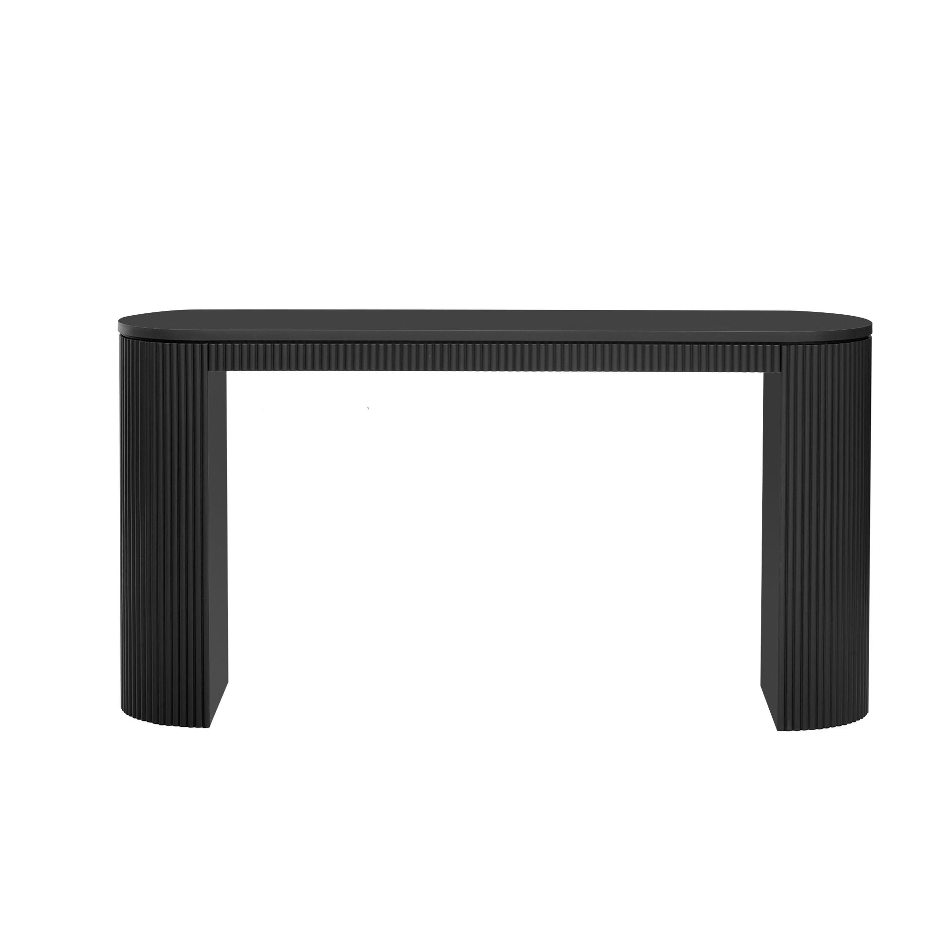 Curved Design Console Table With Unique Vertical Stripe Design ,Suitable For Living Room,Study And Entrance Black Mdf