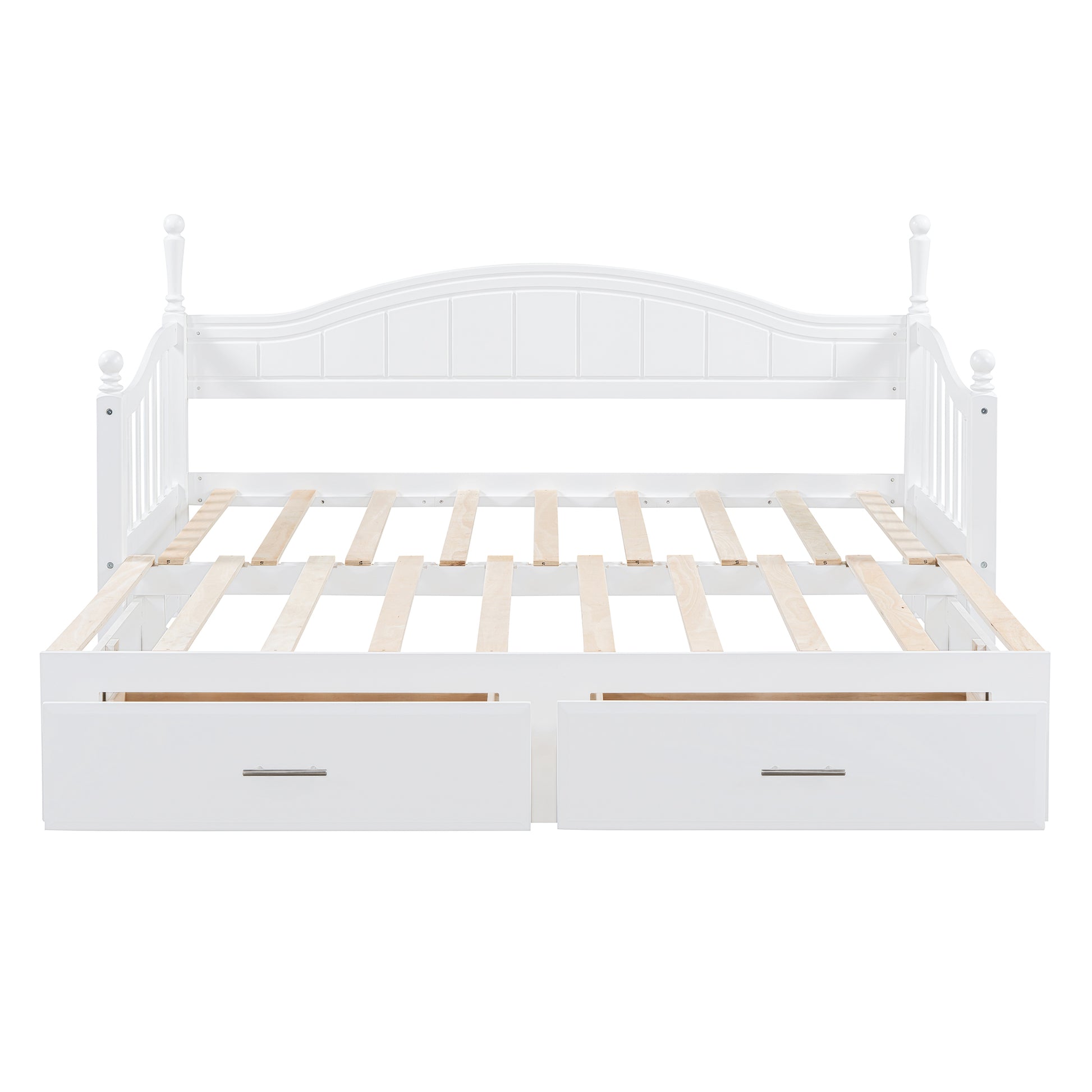 Wooden Twin Size Daybed With Twin Size Trundle, Extendable Daybed With Two Storage Drawers,White Expected Arrival Time:9.12 Twin White Wood