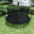 14Ft Trampoline Double Side Color Pad Trampoline For Kids And Adults With Enclosure Net And Ladder,Curved Fence Pole Black Steel Steel