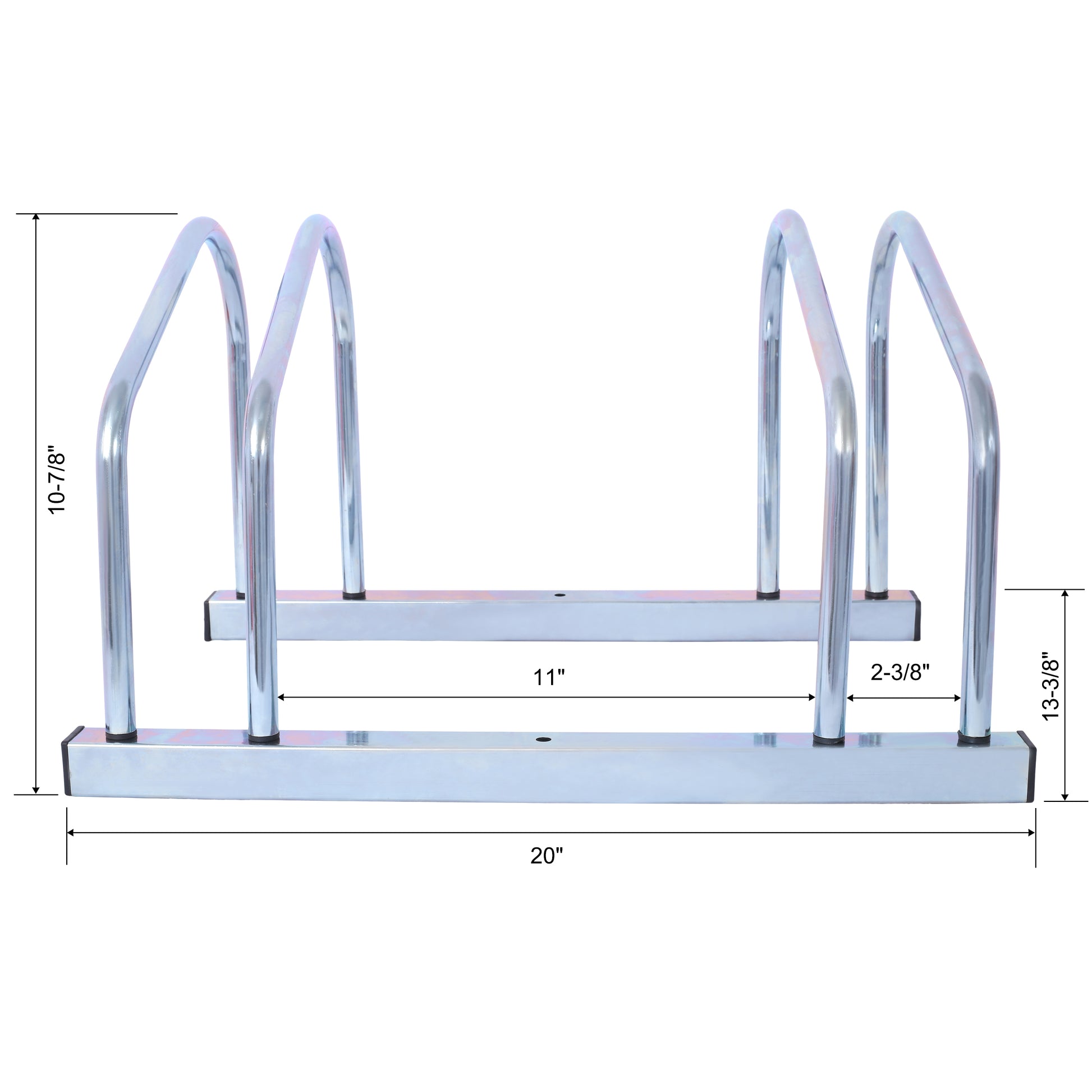 2 Bikes Floor Bike Stand, Bike Parking Rack Garage Bike Storage Stand Indoor Outdoor 22 28" Wheel Stand, Max. Tire Width 2.15",Galvanization Silver Steel