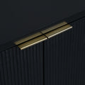 Vertical Stripes And Wavy Design Of A Four Door Cabinet Cabinet Suitable For Hallway, Entryway, Living Room 3 4 Spaces Black Primary Living Space Artsy Mdf