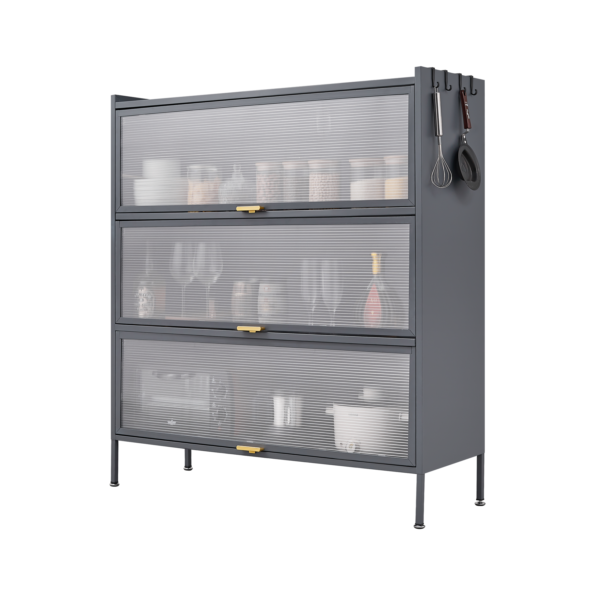 3 Tier Pantry Storage Cabinet Baker Racks For Kitchen With Storage Kitchen Pantry Storage Cabinet Microwave Rack Storage Rack Gray Modern Metal