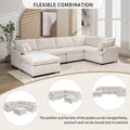 Modern Large U Shape Sectional Sofa, With Removable Ottomans For Living Room 6 Seater Beige Polyester 6 Seat