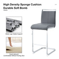 Table And Chair Set. A Rectangular Glass Dining Table With A 0.4 Inch Tempered Glass Tabletop And Mdf Board V Shaped Bracket, Paired With Chairs Consisting Of Pu Seat Cushions And Silver Metal Legs. Black Gray Seats 4 Tempered Glass