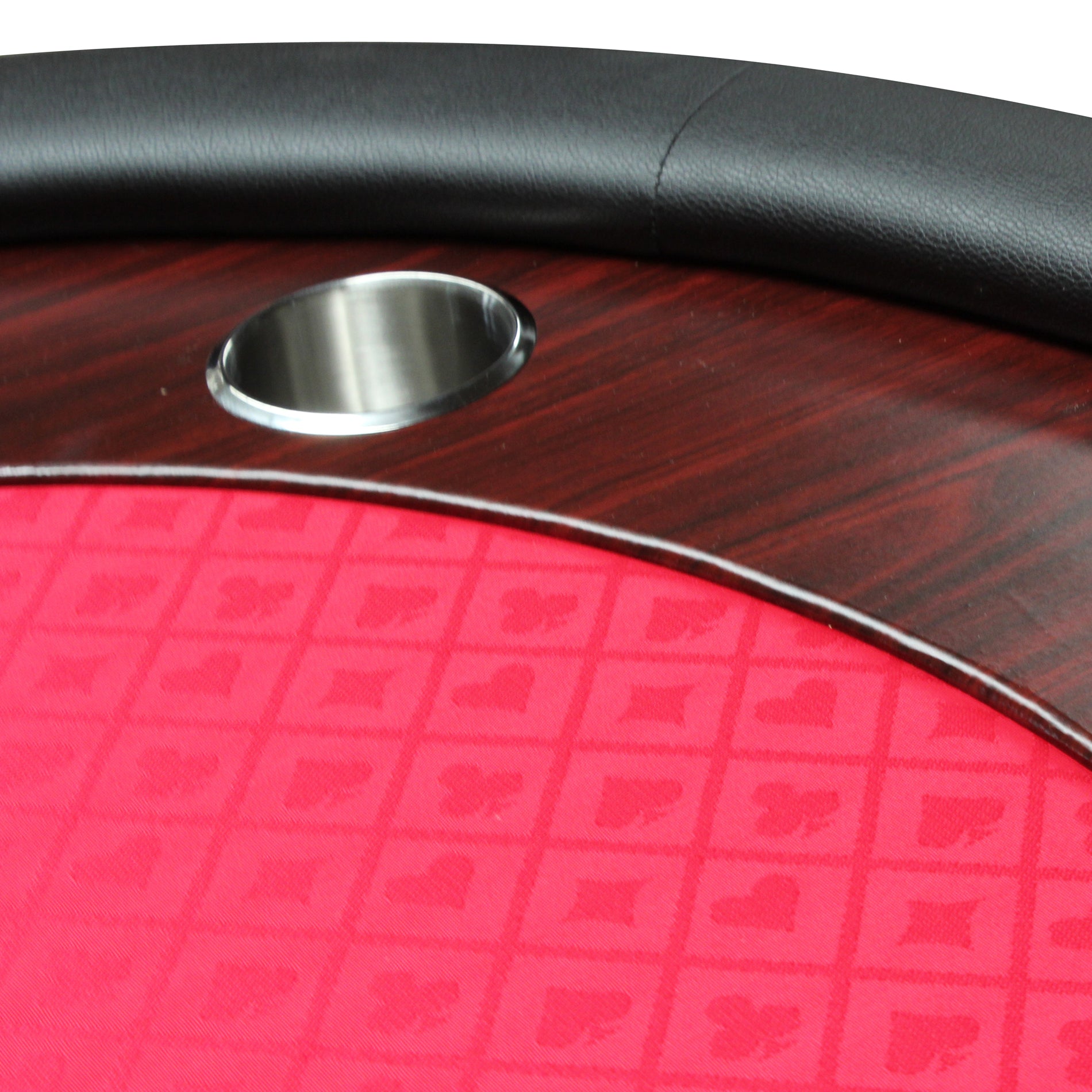 96" Light Series Foldable Poker Table With Wooden Racetrack Felt Stainless Legs Cup Holders Red Red Primary Living Space Modern Wood Stainless Steel