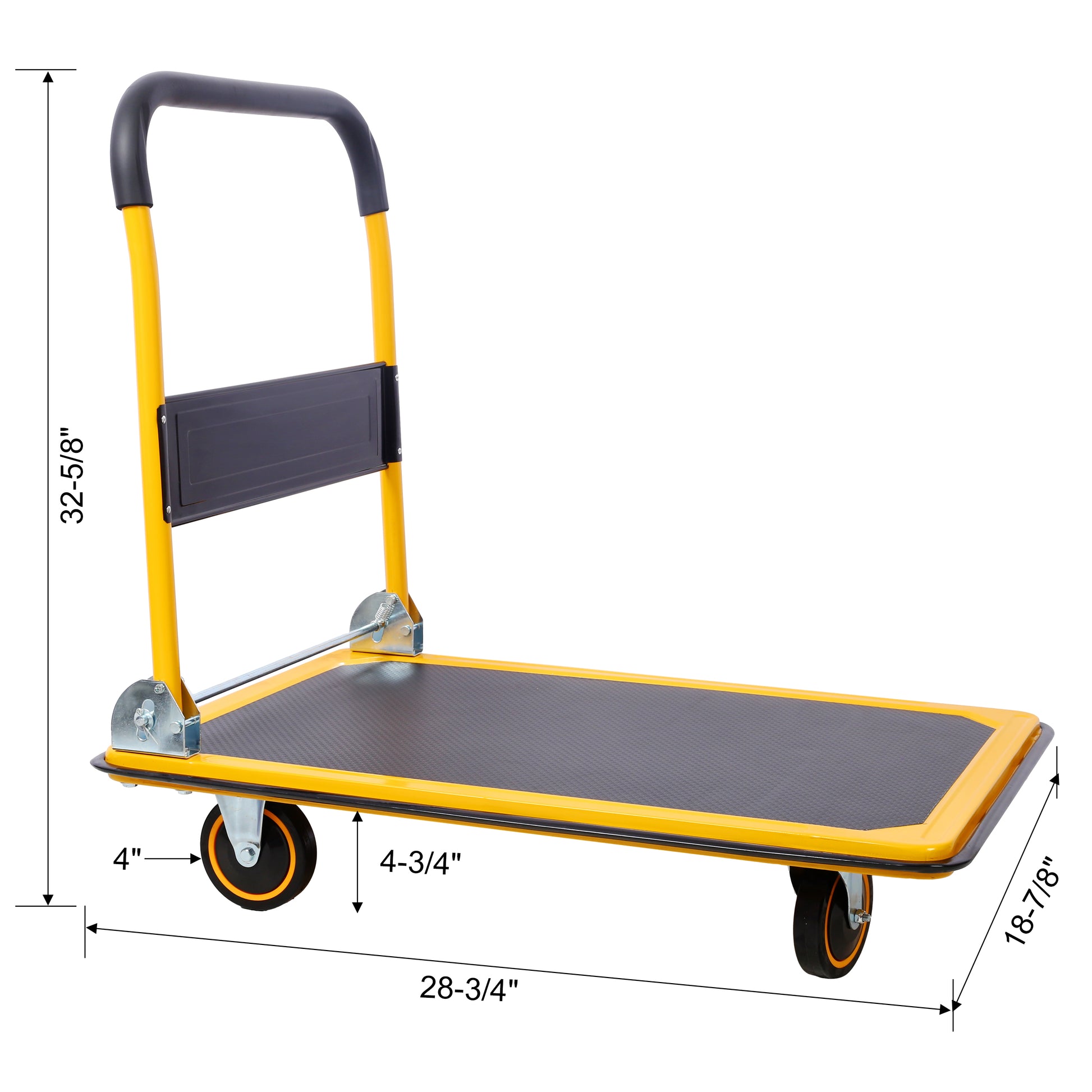 Foldable Platform Truck Push Dolly 330 Lb. Weight Capacity Black And Yellow Yellow Steel