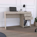 Ibare Two Drawer Computer Desk, One Lower Shelf Light Gray Gray Computer Desk Office Modern Freestanding Rectangular Shelves Desk Rectangular Particle Board Particle Board