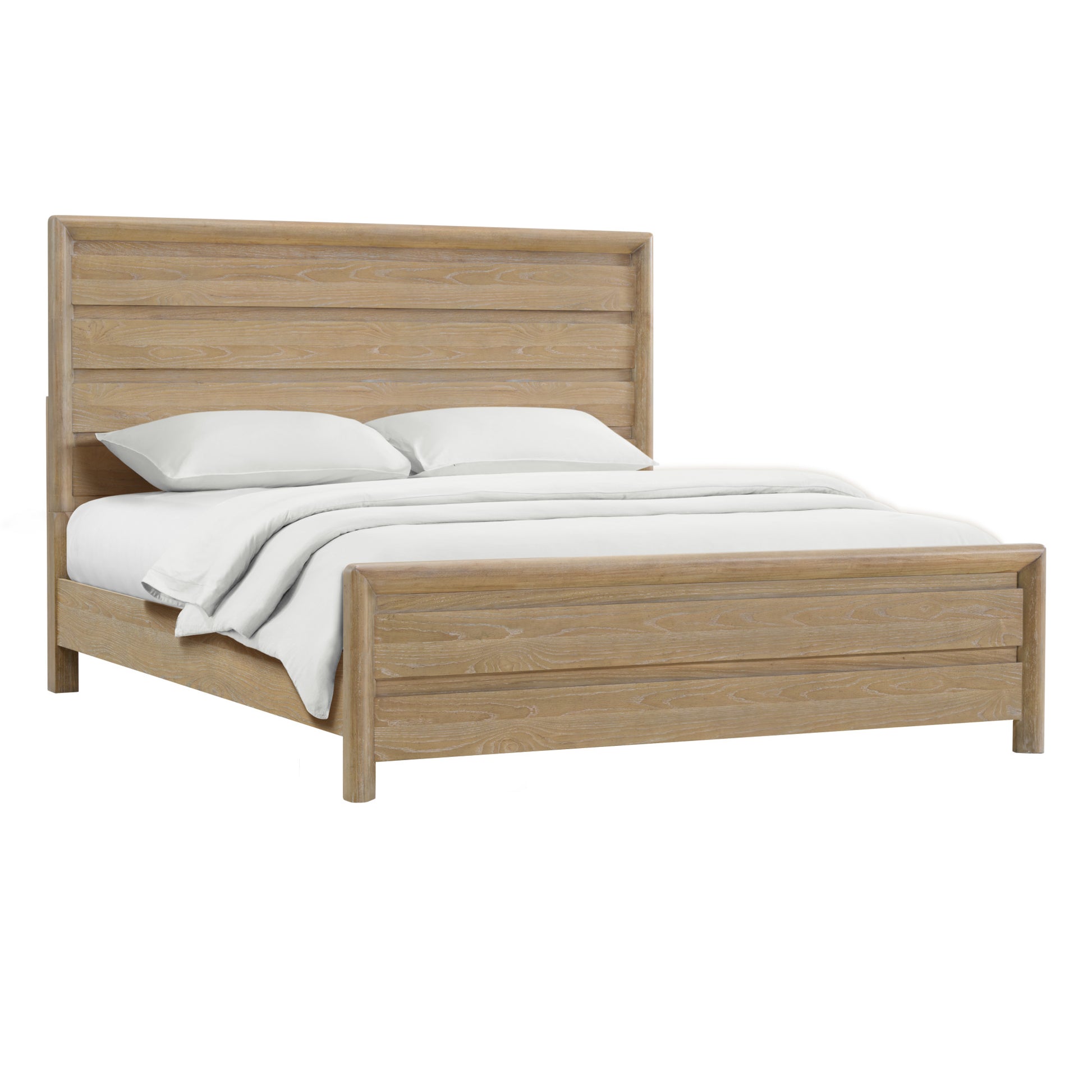 C Tan King Panel Bed King Tan Solid Wood