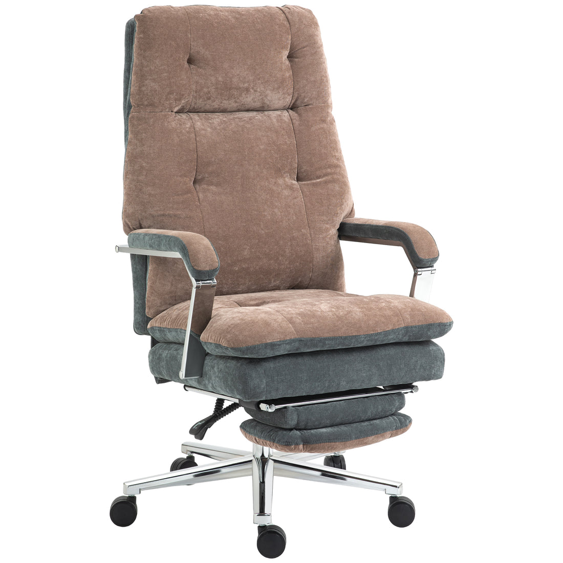 Homcom Big And Tall Office Chair 400 Lbs With Double Tier Padded, Executive Office Chair, High Back Reclining Computer Chair With Foot Rest, Swivel Wheels, Coffee Coffee Polyester