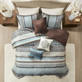 7 Piece Comforter Set Blue Queen Queen Blue Polyester
