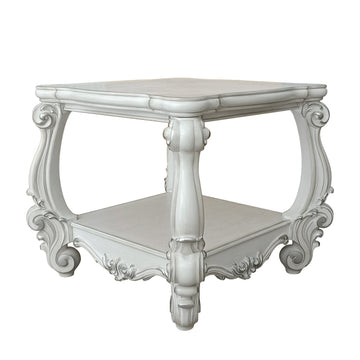 Bone White End Table With Bottom Shelf White Primary Living Space Traditional Poplar Shelves Rectangular Wood Plastic