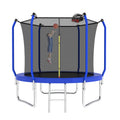 8Ft Trampoline With Basketball Hoop, Astm Approved Reinforced Type Outdoor Trampoline With Enclosure Net Blue Steel