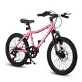 S20101 Ecarpat 20 Inch Kids Bike, Boys Girls Mountain Bike Ages 8 12, 7 Speed Teenager Children Kids' Bicycles, Front Suspension Disc U Brake, High Steel Frame Pink 200 Lbs & Over Classic Polyurethane Foam 9 To 12 Years Steel Outdoor