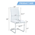 Luxury Simple Arch Chair Set Of 4 White Pu Material High Resilience Dining Chair With Arched Metal Silver Leg. White Silver Metal,Pu