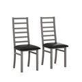 Metal Dining Chairs Set Of 2, Steel Legs And Pu Leather Seats, High Back Armless Dining Chairs, For Kitchen, Living Room, Grey Grey Steel