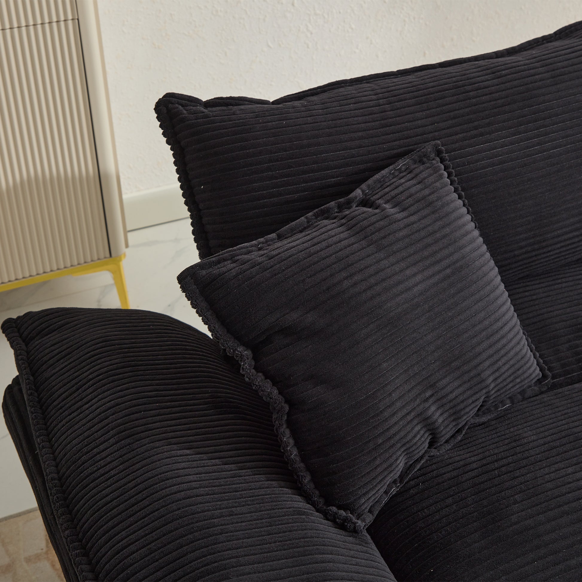 Corduroy Sofa Sleeper Couch Loveseat Sofa With Pillows Comfy Upholstered Deep Seat Sofa For Bedroom,Living Room,Apartment,Office,Dorm Black Corduroy Black Foam Upholstered 2 Seat