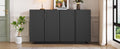 4 Wavy Doors Large Storage Space Sideboard With Adjustable Shelves And Retro Copper Handles For Dining Room And Living Room Black Black Mdf