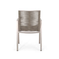 Outdoor Modern Aluminum Dining Chair With Rope Seat Set Of 2 , Silver And Taupe Taupe Aluminium