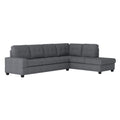 Modern Living Room 2 Piece Sectional Reversible Sofa Chaise Tufted Detail Dark Gray Microfiber Upholstered Drop Down Cup Holder Solid Wood Frame Furniture Dark Gray Microfiber Wood Primary Living Space Modern L Shaped Solid Wood 4 Seat
