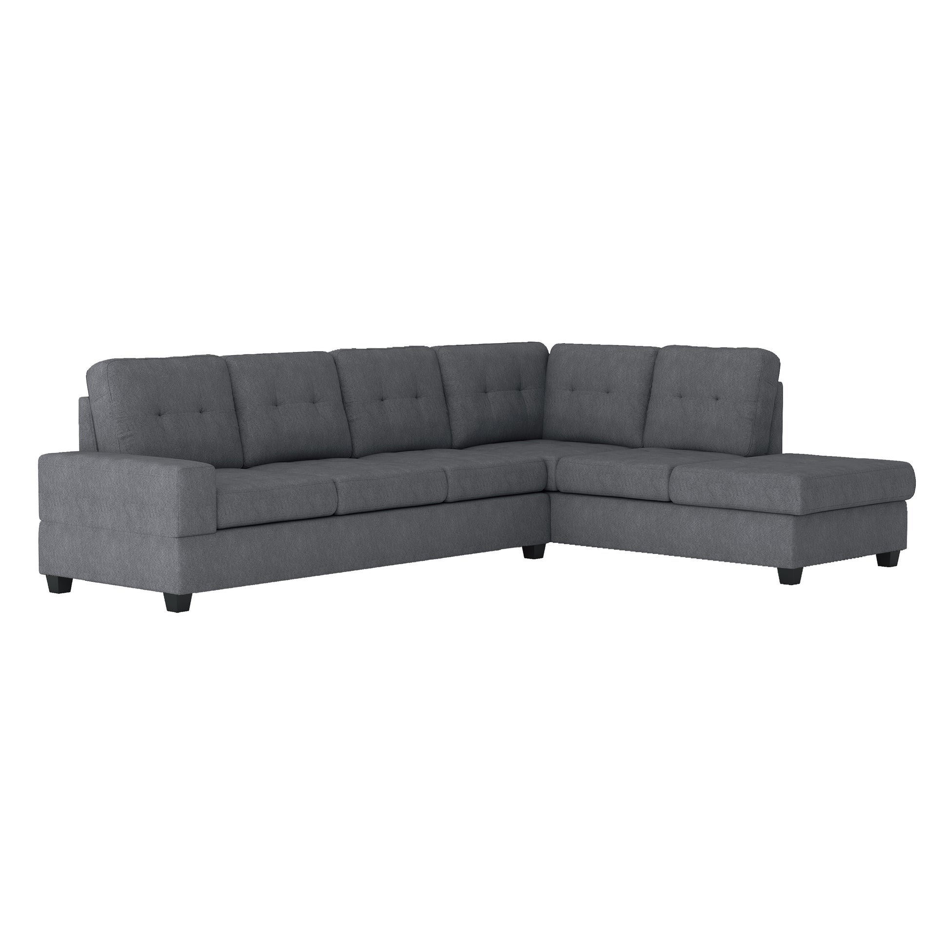 Modern Living Room 3 Piece Sectional Reversible Sofa Chaise Storage Ottoman Tufted Detail Dark Gray Microfiber Upholstered Drop Down Cup Holder Solid Wood Frame Furniture Dark Gray Microfiber Wood