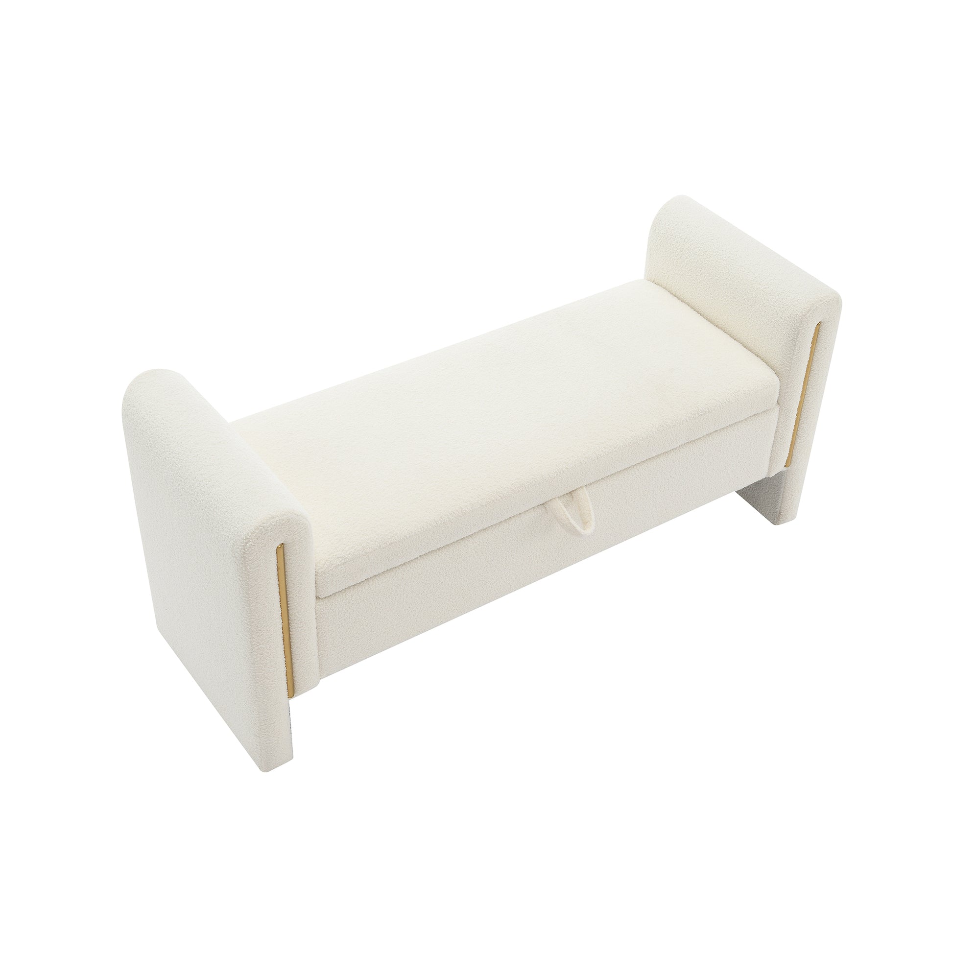 Modern Teddy Bed End Bench With Arms And Storage,Upholstered Large Foot Rest Stool, Comfy Window Vanity Bench For Living Room,Bedroom,Dorm,Coffee Table,Teddy Cream Cream Modern Storage Wood Internal