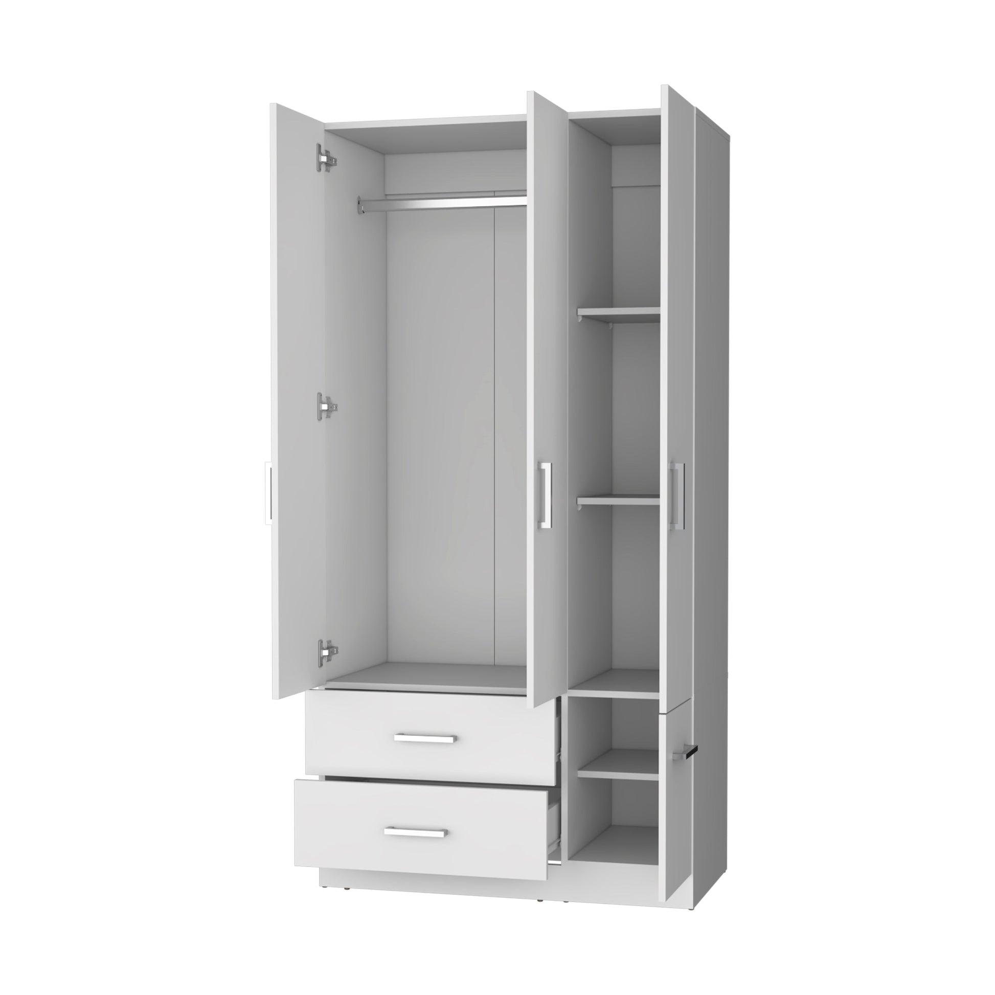 White 4 Door 2 Drawer Armoire White Bedroom Melamine