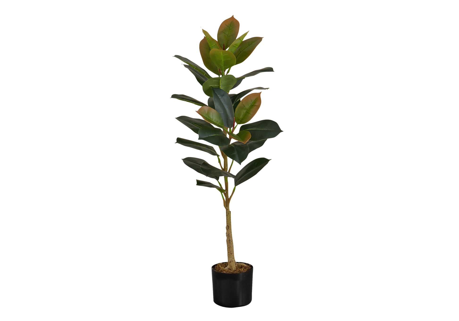 Artificial Plant, 40" Tall, Rubber Tree, Indoor, Faux, Fake, Floor, Greenery, Potted, Real Touch, Decorative, Green Leaves, Black Pot Green Plastic