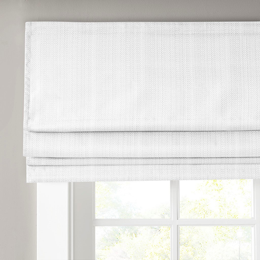 Basketweave Total Blackout Roman Shade White Polyester