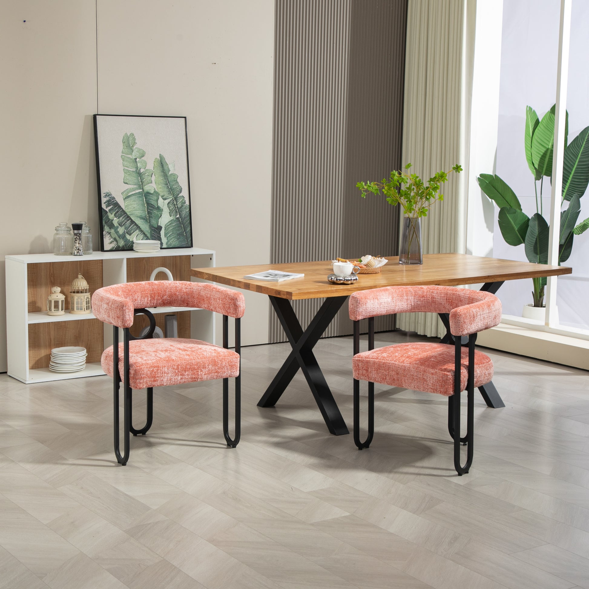 Coolmore Contemporary Designed Velvet Fabric Upholstered Accent Dining Chair Barrel Side Chairs Kitchen Armchair For Living Room Set Of 2 Pink Linen Pink Foam Chenille