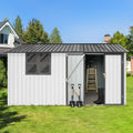 Metal Garden Sheds 10Ftx12Ft Outdoor White Grey With Window Grey White Metal