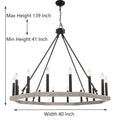 16 Light Dimmable Wagon Wheel Chandelier Driftwood Ceiling Lights Steel Metal