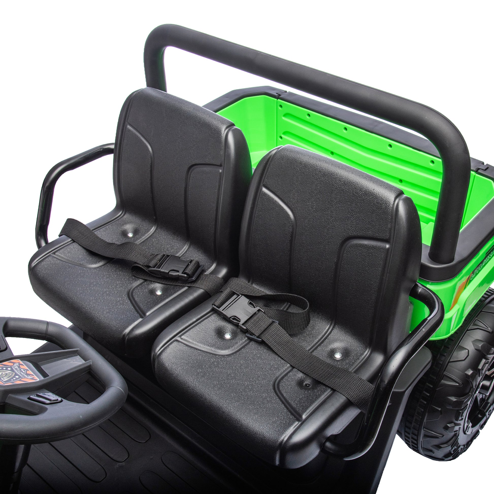 24V Xxxl Kids Ride On Utv W Parents Remote Control,Two Seater,Automatic Tipping Bucket,Rear Wheel Suspension,Slow Start,Portable Handle,Safety Belt,Led Light,Usb,Mp3,Bluetooth,Horn For Kids Aged 3 8. Green 50 99 Lbs Polypropylene