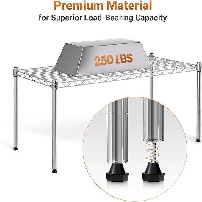 1 Tier Shelving Unit, 29.92" W X 13.78" D X 14.96" H Steel Organizer Wire Rack, Chrome Chrome Steel