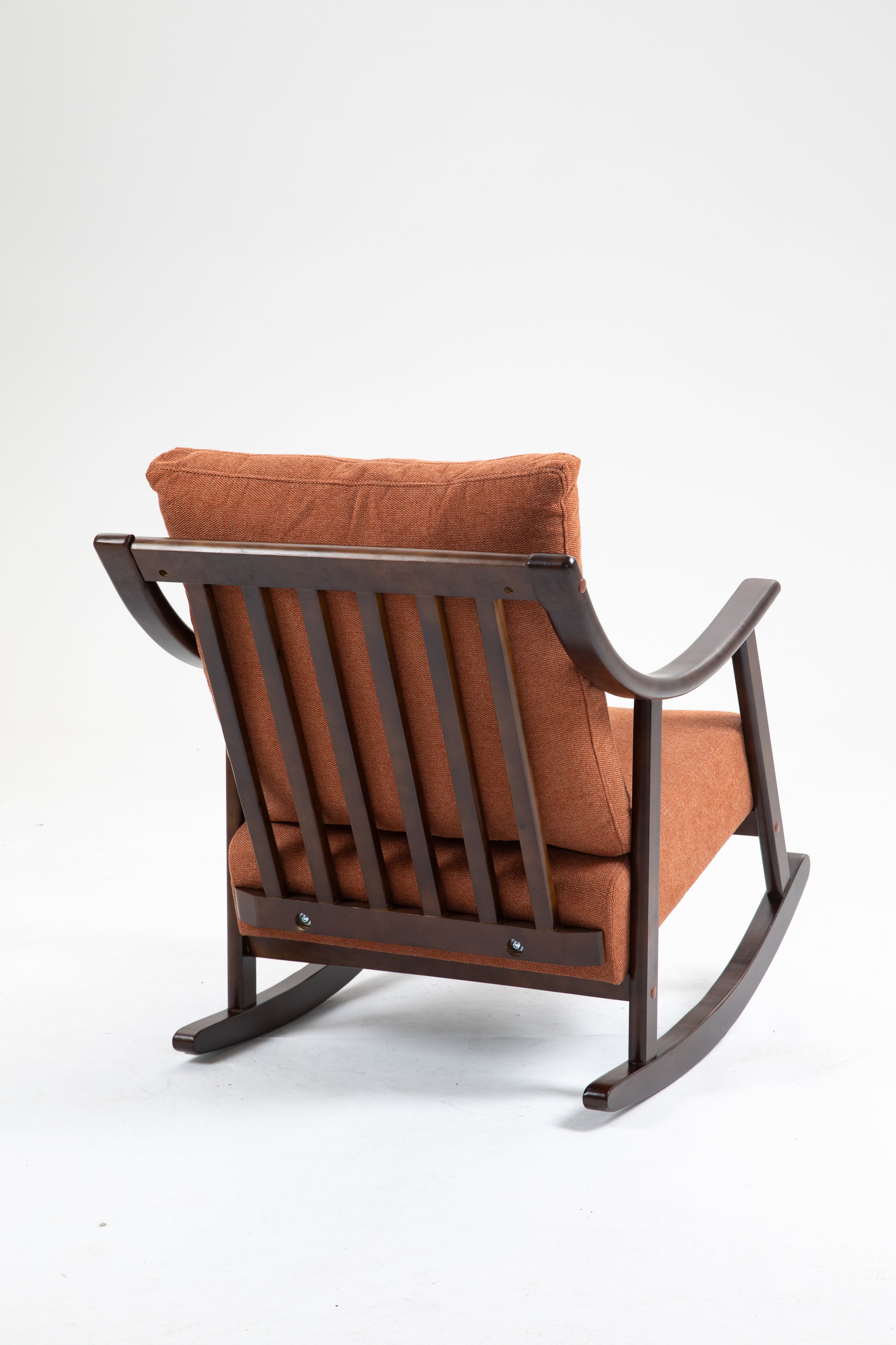 Woven Fabric Mid Century Modern Accent Chairs Comfy Upholstered Glider Arm Chair With Solid Wood For Living Room Bedroom Balcony Light Brown Linen